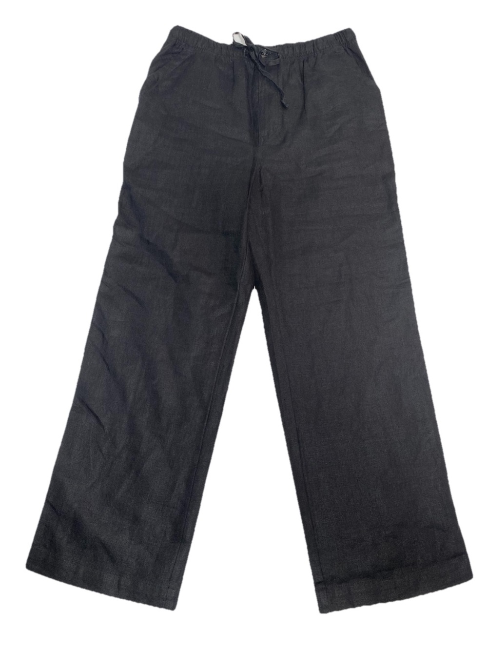Grant Thomas Black 100% Linen Wide Leg Pants Elastic Waist Men's Size M